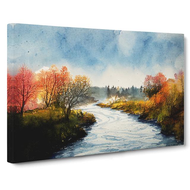 An Autumn Forest River - Wrapped Canvas Graphic Art Alpen Home Size: 35cm H x 50cm W x 3cm D on Productcaster.