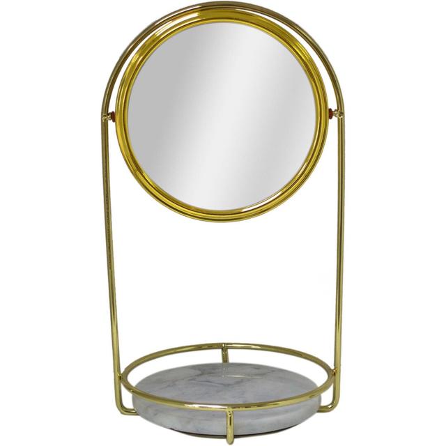 MaKee Metal Framed Freestanding Bathroom Mirror in Gold Canora Grey on Productcaster.