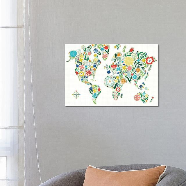 Floral World White by Michael Mullan - Wrapped Canvas Gallery-Wrapped Canvas Giclée ClassicLiving Size: 45.72cm H x 66.04cm W x 1.9cm D on Productcaster.