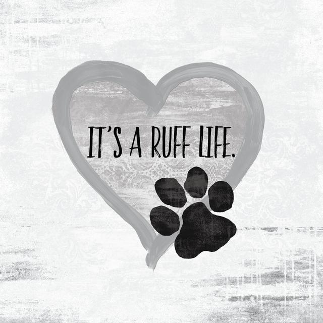 Its A Ruff Life Heart Paw Happy Larry Size: 122cm H x 122cm W x 3.8cm D, Colour: Black/Grey on Productcaster.