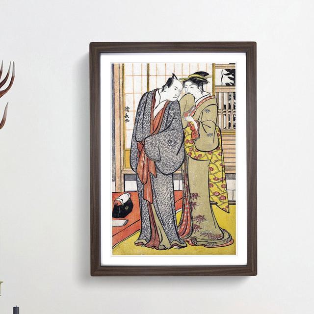 Ichikawa Yaozo III with a Lady by Torii Kiyonaga - Picture Frame Painting Print East Urban Home Size: 48cm H x 36cm W x 2cm D, Frame Option: Walnut Fr on Productcaster.