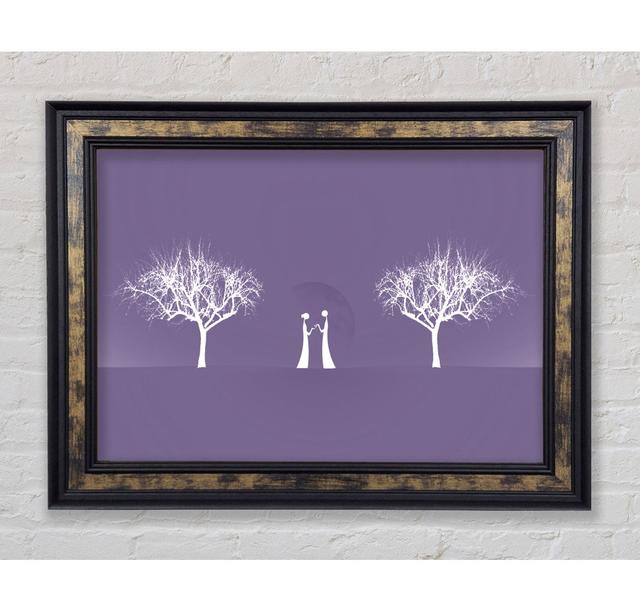 Love Between The Trees And Moon Lilac - Single Picture Frame Art Prints Bright Star Colour: Lilac, Size: 21.1cm H x 42cm W on Productcaster.