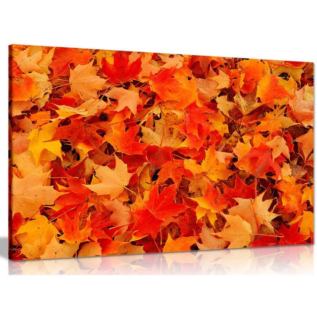 Leaves Art Autumn Red Orange Canvas Wall Art Picture Print Panther Print Size: 51cm H x 76cm W on Productcaster.