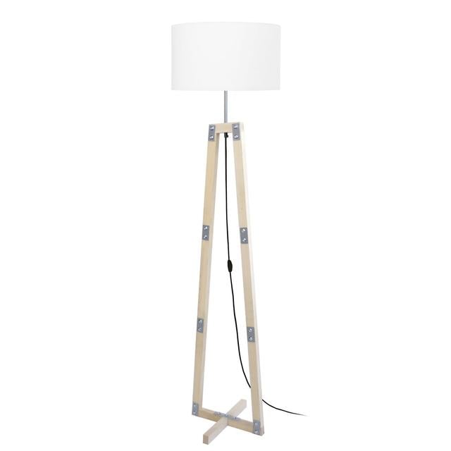 Otranto 150cm Novelty Floor Lamp Ebern Designs Shade Colour: White, Base Finish: Light Brown on Productcaster.