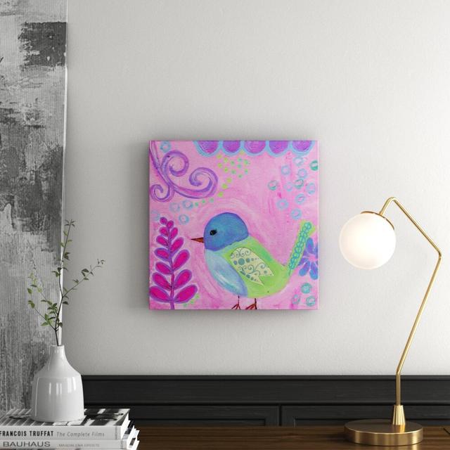 "Lavender Bird" by Jill Lambert Art Print Wrapped on Canvas East Urban Home Size: 45cm H x 45cm W x 3.81cm D on Productcaster.