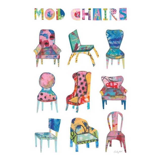 Mod Chairs Nine up by Courtney Prahl - Wrapped Canvas Graphic Art Maturi Size: 122cm H x 81cm W on Productcaster.