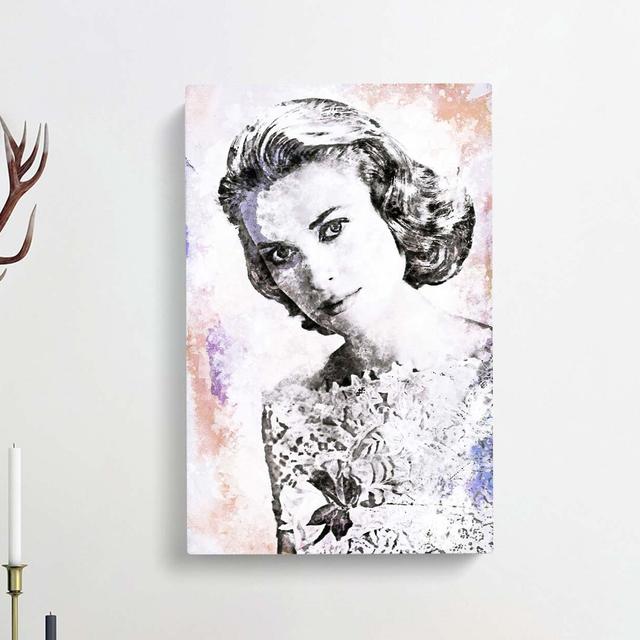 Miss Grace Kelly In Abstract - Wrapped Canvas Painting East Urban Home Size: 50cm H x 35cm W x 3cm D on Productcaster.