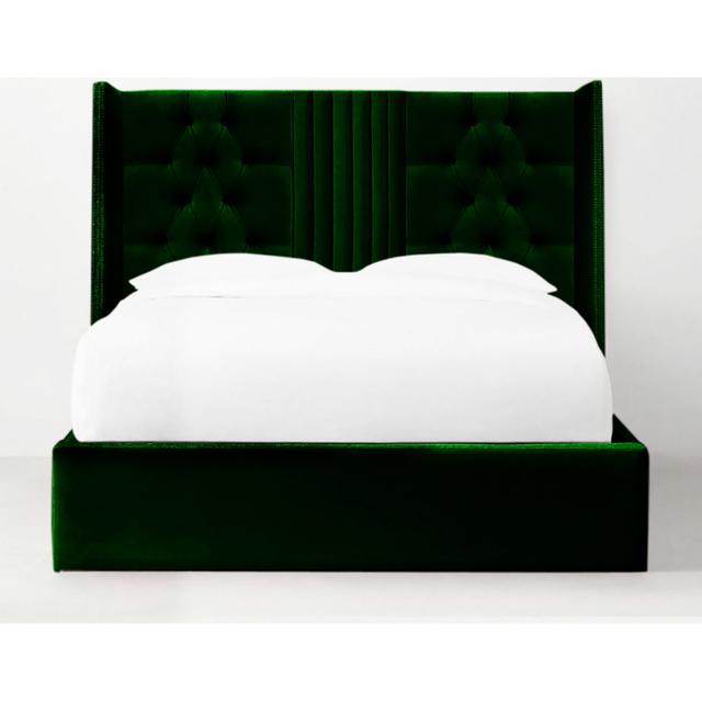 Rixos Upholstered Bed Frame Rosdorf Park Colour: Green, Size: Double (4'6) on Productcaster.