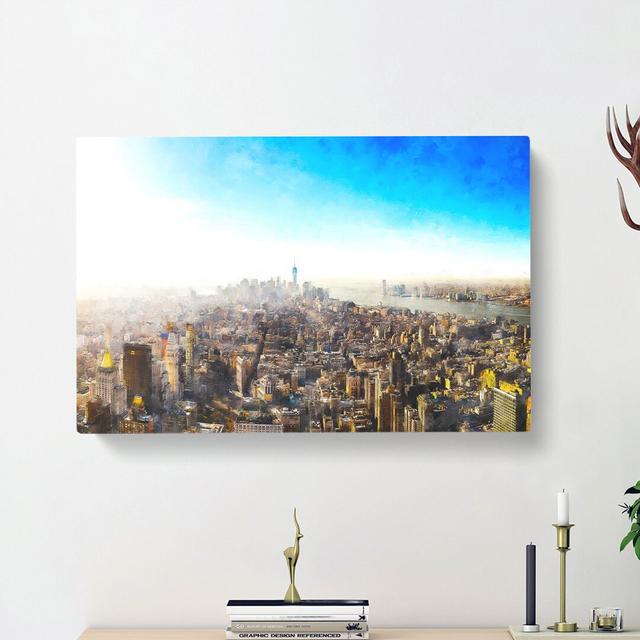 Manhattan New York - Wrapped Canvas Print East Urban Home Size: 35cm H x 50cm W x 3cm D on Productcaster.