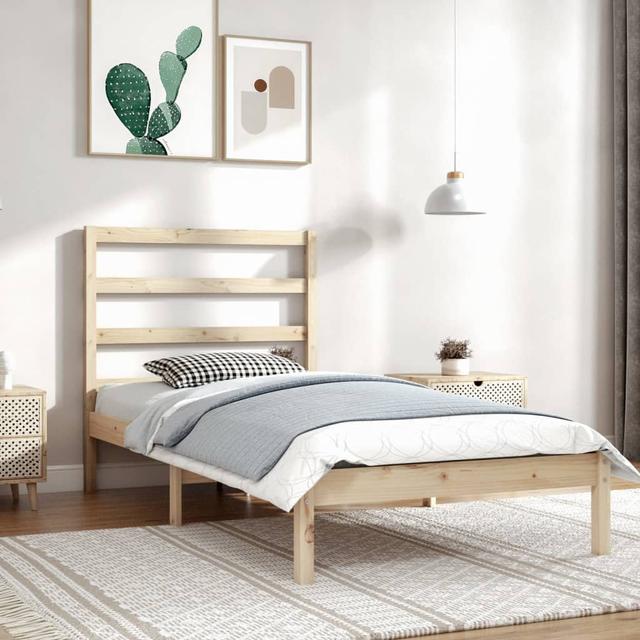 Bed Frame Solid Wood 17 Stories Colour: Light Brown, Size: 100 x 200cm on Productcaster.