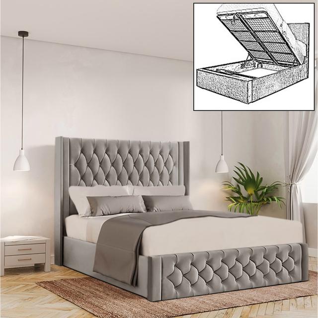 Barrientez Upholstered Storage Bed Canora Grey Colour: Asphalt, Size: Small Double (4') on Productcaster.