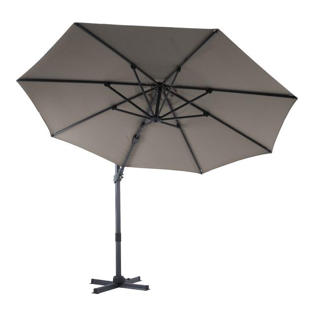 300 Parasol Dakota Fields Fabric Colour: Taupe, Frame Colour: Grey on Productcaster.