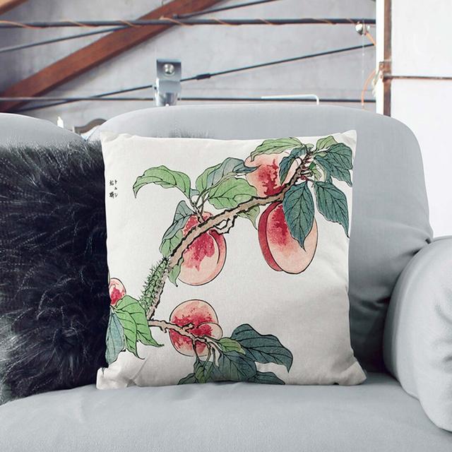 Caterpillar on a Peach Tree by Morimoto Toko Cushion with Filling East Urban Home Size: 55cm H x 55cm W x 20cm D, Backing Colour: Black on Productcaster.