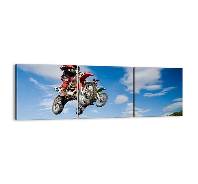 Sky Jump - 3 Piece Unframed Panoramic Photograph Print Set on Canvas Brayden Studio Size: 50cm H x 150cm W x 1.8cm D on Productcaster.