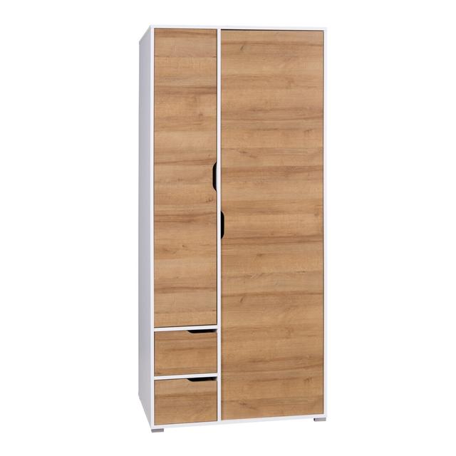 Rockport 2 Door Sliding Wardrobe Brayden Studio Finish: White/Gold Oak on Productcaster.