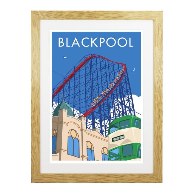 'Blackpool 1' Graphic Art East Urban Home Size: 43.5cm H x 33.5cm W x 2.2cm D, Frame Options: Oak on Productcaster.