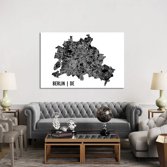 Berlin Map by Mr. City Printing - Wrapped Canvas Gallery-Wrapped Canvas Giclée Williston Forge Size: 101.6cm H x 152.4cm W on Productcaster.