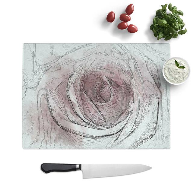 Tempered Glass Pretty Rose Flower Chopping Board East Urban Home Size: 39 cm W x 28.5 cm L on Productcaster.