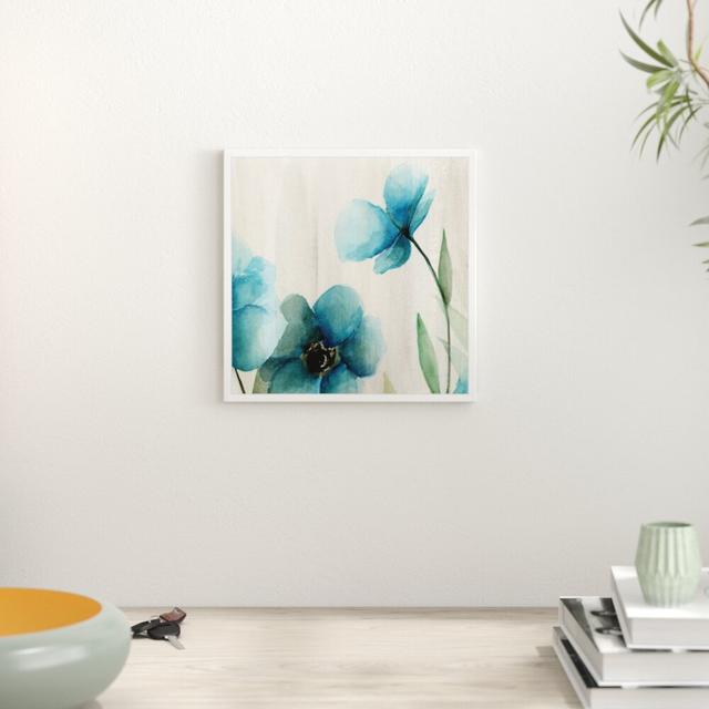 Blue Flowers II - Painting Print East Urban Home Size: 81cm H x 81cm W x 1cm D, Format: Picture Frame on Productcaster.