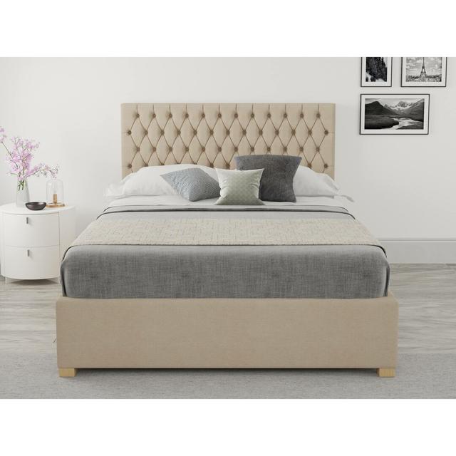 Central City Upholstered Ottoman Bed Brambly Cottage Colour: Beige, Size: Double (4'6) on Productcaster.