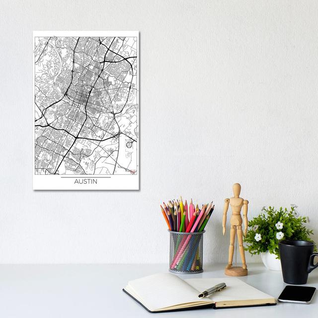 Austin Minimal Urban Blueprint Map by Hubert Roguski - Wrapped Canvas Gallery-Wrapped Canvas Giclée Williston Forge Size: 30.48cm H x 20.32cm W on Productcaster.