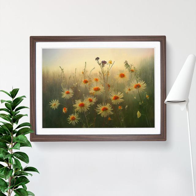 Joyous Wildflowers Floral - Single Picture Frame Painting Marlow Home Co. Frame Colour: Walnut, Size: 46cm H x 64cm W x 2cm D on Productcaster.