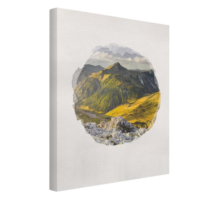 Berge Und Tal Der Lechtaler Alpen I Watercolour - Mountains And Valleys Of The Lechtal Alps In Tyrol by - Wrapped Canvas Graphic Art Union Rustic on Productcaster.