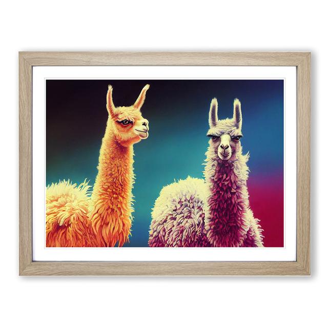 Epic Llamas - Picture Frame Graphic Art Latitude Vive Frame Colour: Oak, Size: 34cm H x 46cm W x 2cm D on Productcaster.