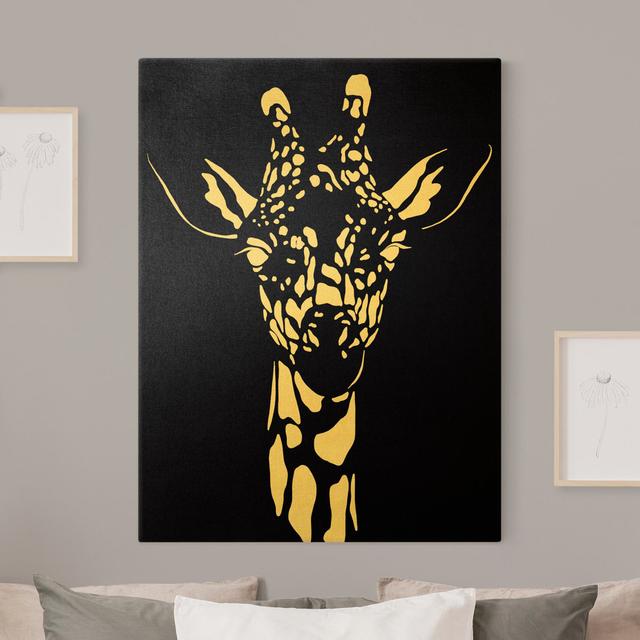 Leinwandbild Safari Tiere - Portrait Giraffe Schwarz BohoLiving Größe: 80 cm H x 60 cm B on Productcaster.