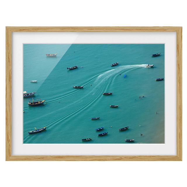 Anchoring Fishing Boats - Picture Frame Photograph Longshore Tides Size: 40cm H x 55cm W x 2cm D, Frame Option: Brown Framed on Productcaster.