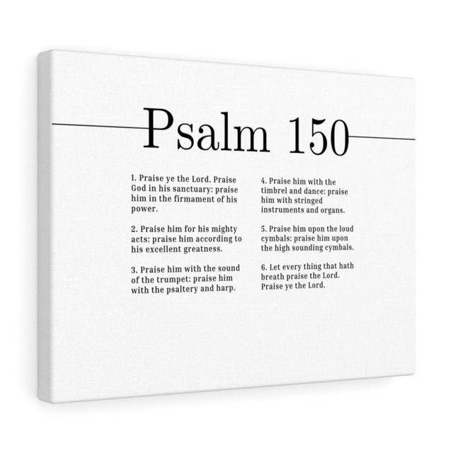 Praise Ye the Lord Psalm 150 - Wrapped Canvas Typography Blue Elephant Size: 30cm H x 41cm W on Productcaster.