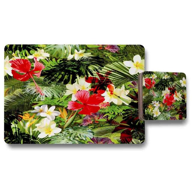 Markowski Tropical Foliage 12 Piece Cork Placemat and Coaster Set Bay Isle Home on Productcaster.