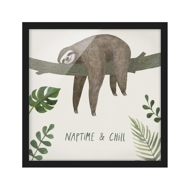 Sloth Sayings - Chill - Picture Frame Graphic Art Harriet Bee Size: 30cm H x 30cm W x 2cm D, Frame Option: Black Framed on Productcaster.