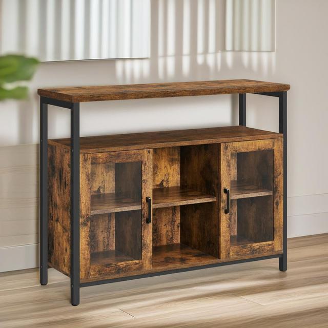 Aleishia Rustic Industrial 100Cm Sideboard Storage Cabinet with Compartments Living Room Kitchen Latitude Run on Productcaster.