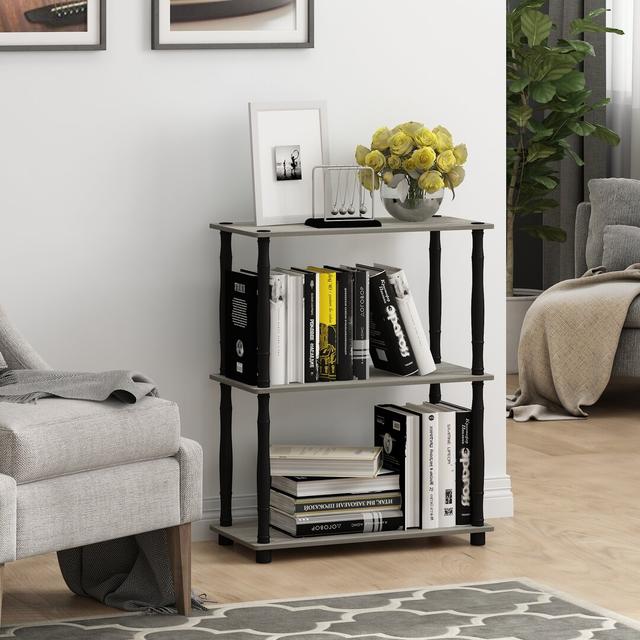 3-Tier Multipurpose Display Shelf, Bookcase 17 Stories Colour: French Oak Gray/Black Classic Tubes on Productcaster.