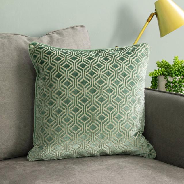 Avenue Geometric Square Throw Cushion Paoletti Colour: Mint on Productcaster.