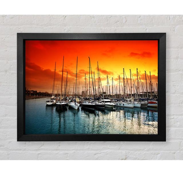 Harbour Sunset - Print Longshore Tides Format: Ventura Black Framed Paper, Size: 59.7cm H x 84.1cm W x 3.4cm D on Productcaster.