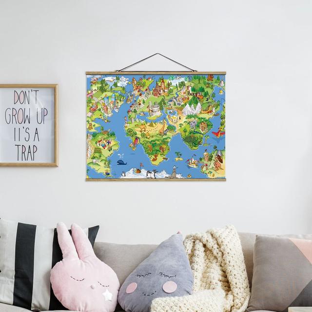 Great and Funny Worldmap - Graphic Art Print Isabelle & Max Size: 60cm H x 80cm W x 0.3cm D on Productcaster.