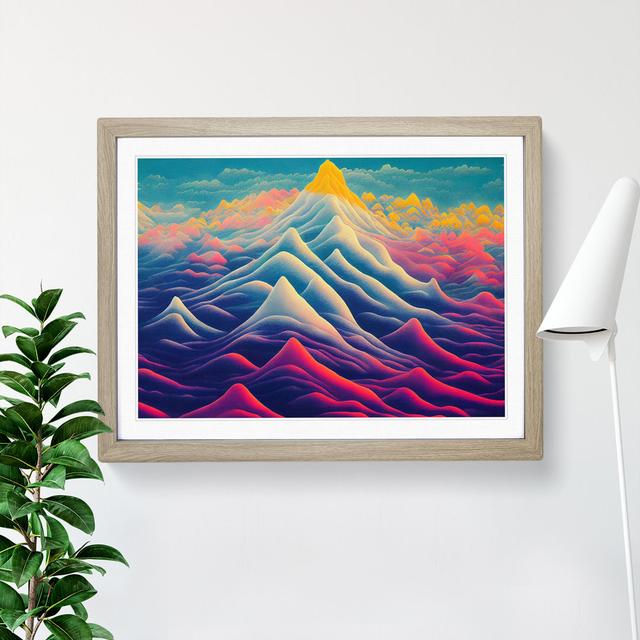 Placid Colourful Mountain Abstract - Picture Frame Graphic Art Alpen Home Size: 46cm H x 64cm W x 2cm D, Format: Oak Framed on Productcaster.