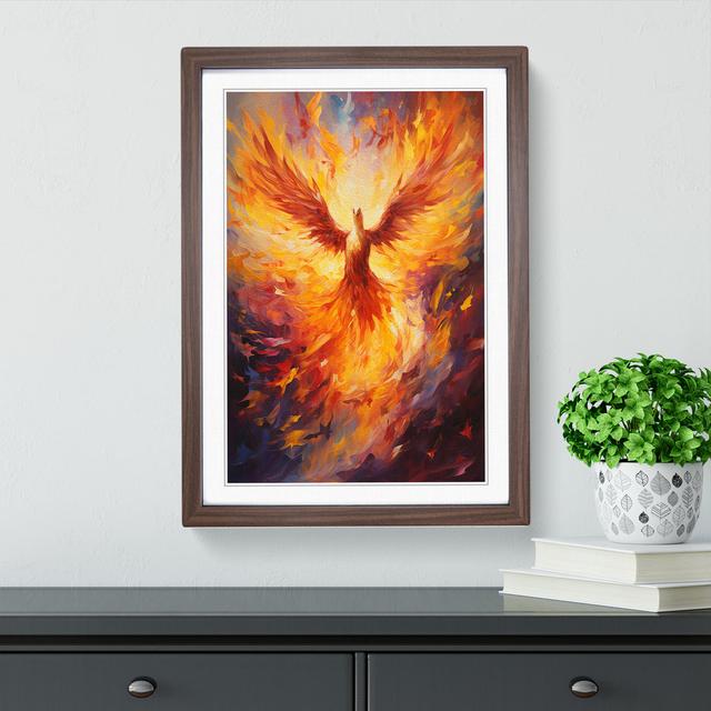 XYZ-FRM-V1223-5115 Phoenix Impressionism - Single Picture Frame Print on Wood Big Box Art Size: 46cm H x 34cm W x 2cm D, Frame Colour: Walnut on Productcaster.