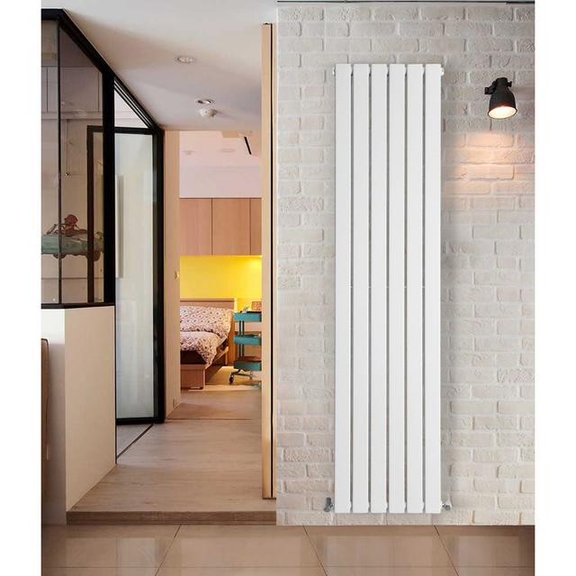 Shonna Vertical Double Flat Panel Radiator Belfry Heating Radiator Colour: Gloss White, Size: 160cm H x 40.8cm W on Productcaster.