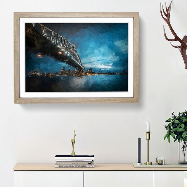 Sydney Harbour Bridge in Australia in Abstract - Picture Frame Graphic Art Print East Urban Home Size: 36cm H x 48cm W x 2cm D, Frame Option: Oak Fram on Productcaster.