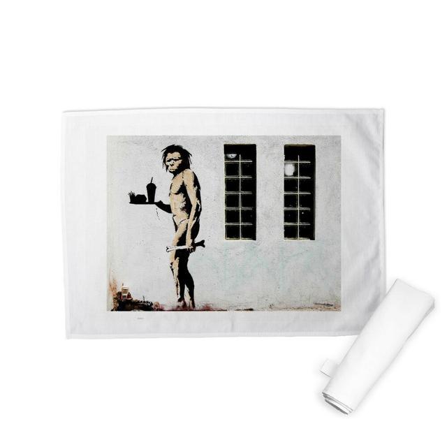 Cave Man Fast Food Tea Towel Happy Larry on Productcaster.