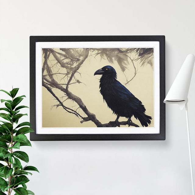 Boundless Raven Bird - Picture Frame Painting Marlow Home Co. Framed Colour: Black Framed, Size: 25cm H x 34cm W x 2cm D on Productcaster.