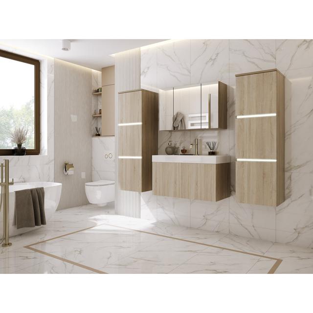 Wall Bathroom Storage Furniture Set drewno3x Finish: Sonoma oak and sonoma oak on Productcaster.