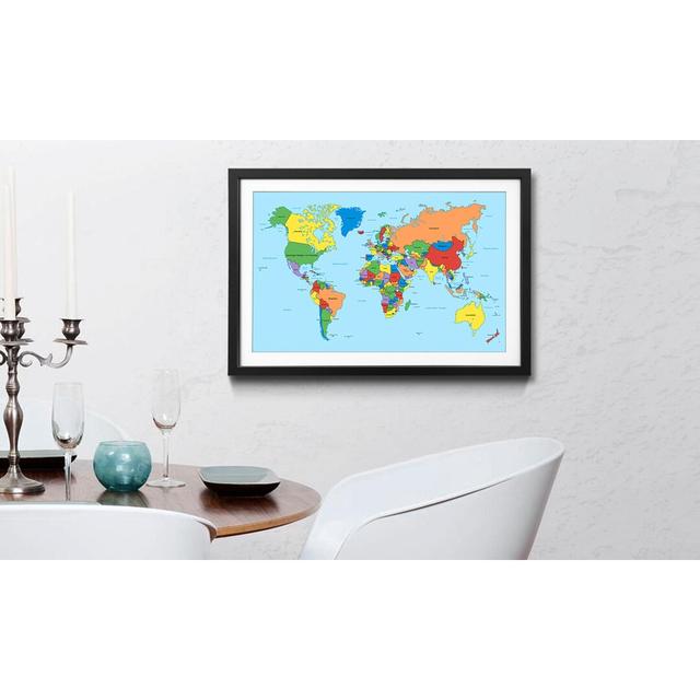 Worldmap Clean - Picture Frame Graphic Art Print on Paper Brayden Studio Size: 60cm H x 80cm W x 2.2cm D on Productcaster.