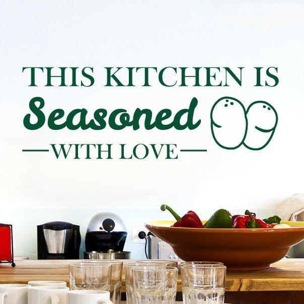 This Kitchen Is Seasoned with Love Wall Sticker 17 Stories Size: Medium, Colour: Dark Yellow on Productcaster.