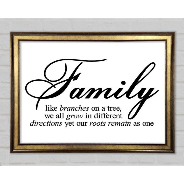 Family Quote Family We All Grow In Different Directions Framed Print Happy Larry Colour: White, Size: 21cm H x 29.7cm W x 1.5cm D on Productcaster.