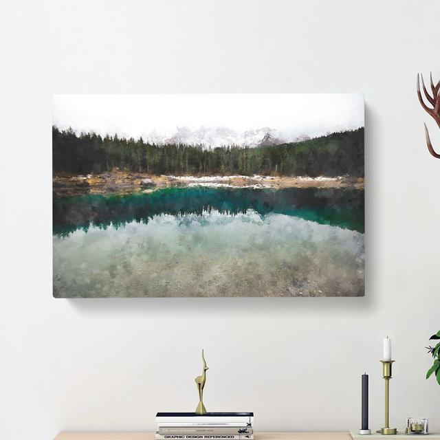 Lake of Carezza Nova Levante Italy - Wrapped Canvas Painting Print East Urban Home Size: 60cm H x 91cm W x 4cm D on Productcaster.