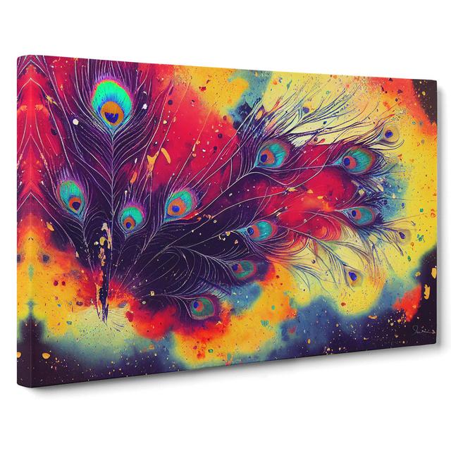 Peacock Feather Splash Vol.2 Abstract - Wrapped Canvas Print Latitude Vive Size: 35cm H x 50cm W x 3cm D on Productcaster.